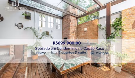 SOBRADO EM CONDOMINIO COM 160 M², 3 QUARTOS, 2 VAGAS E ESPAÇO GOURMET