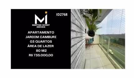 Apartamento em Jardim Camburi, 03 Quartos, Suíte, 01 Vaga, Lazer, 80 m2