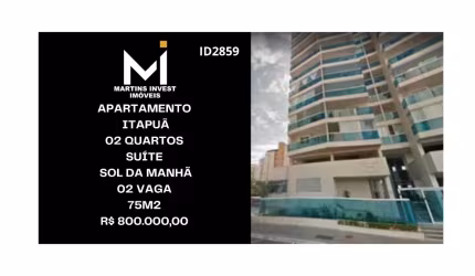Apartamento em Itapuã, 02 Quartos, Suíte, Sol da Manhã, Frente, 02 Vagas, Vista Lateral Mar, Lazer, 75m2, Valor: R$ 800 Mil