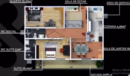 Lindo apartamento com 2 dormitórios e varanda gourmet
