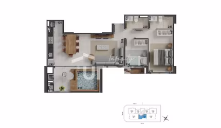 Apartamento 2 quartos (1 suíte) com piscina