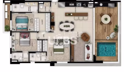 Opus Gyro Ricardo Paranhos - Apartamento 3 quartos, sendo 3 suítes