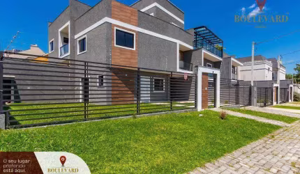 Sobrado novo de esquina com amplo quintal e 4 dormitórios à venda, 145 m² por R$ 880.000 - Atuba - Curitiba/PR
