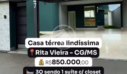 Casa térrea finíssima no Rita Vieira, em Campo Grande - MS codigo: 97980