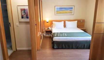 Flat disponível para venda no Hotel Hampton Park, com 31m², 1 dormitório e 1 vaga