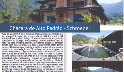 Chácara em Duas Mamas  -  Schroeder