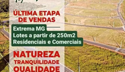 LOTES COMERCIAIS a partir de 250m² em EXTREMA | Pagto Facilitado | Área de Lazer e Lagos