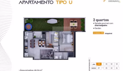 Apartamento Bairro Pedro Moro, 2 quartos, 41,16m².