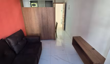 Apartamento novo, mobiliado, com 1 quarto, área de lazer e vista para o mar em Boa Viagem