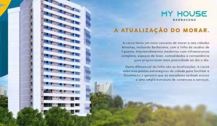 Studio à venda, no Edifício My House Barbacena,  em Barbacena, Centro, com 1 quarto, 20,57m²