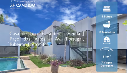 Casa de Luxo 6 Suites a Venda | Paço das Artes | Av. Portugal, Ribeirão Preto/SP