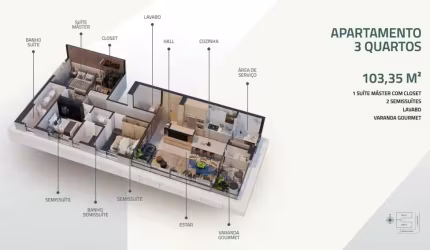 Apartamento à venda no Iconic com 3 quartos e 103m²