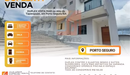 DUPLEX VISTA MAR no Alto de Taperapuan, em Porto Seguro/BA