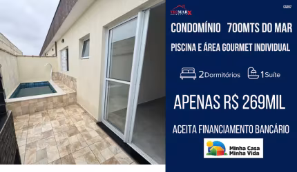 CONDOMÍNIO COM PISCINA INDIVIDUAL APENAS 269MIL