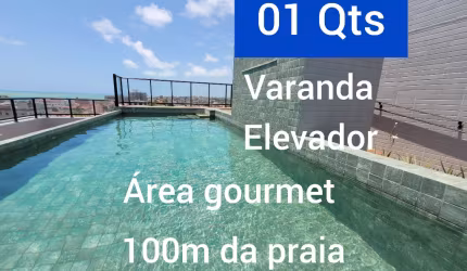 01 Quarto Varanda Novo 100m da Praia
