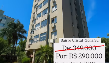 Belíssimo apartamento semi mobiliado | 02 dormitórios | 01 vaga | Infraestrutura | Bairro  Cristal | Zona Sul de Porto Alegre.