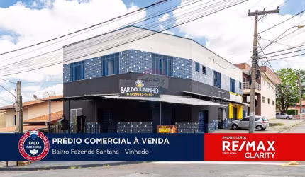 Prédio comercial a venda em Vinhedo, com 04 lojas térreas e 05 kitnets no piso superior, grande oportunidade de investimento.