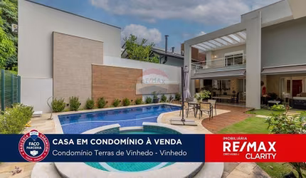 Vende-se casa com 4 dormitórios, escritório e piscina,  no Terras de Vinhedo  - Vinhedo