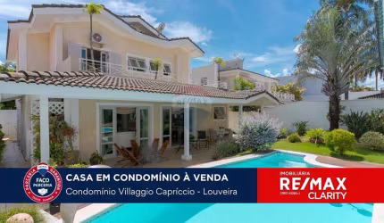 Vende-se casa mobiliada com 3 suítes, escritório e piscina no Condomínio Villaggio Capriccio - Louveira.