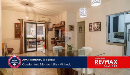 Apartamento à venda, 103m². Mondo Itália, Capela, Vinhedo-SP. 3 quartos e 1 suíte