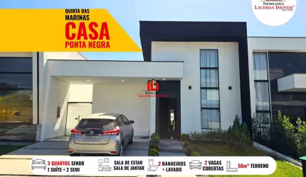 Casa em Condomínio para Locação, Ponta Negra, 3 dormitórios, 1 suíte, 3 banheiros, 2 vagas