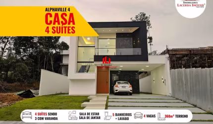 Casa em Condomínio para Venda em Manaus, Ponta Negra, 4 dormitórios, 4 suítes, 6 banheiros, 4 vagas