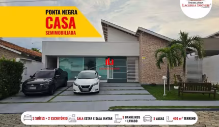 Casa em Condomínio para Venda em Manaus, Ponta Negra, 3 dormitórios, 1 suíte, 4 banheiros, 4 vagas