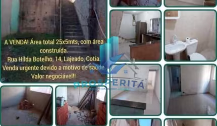Terreno com casa em construção - 125mts - Bairro Lagedo - Cotia/SP