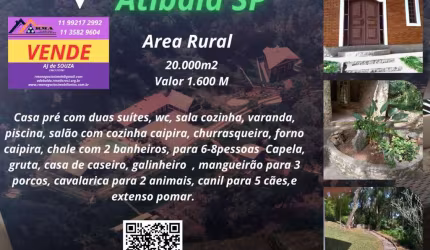 Chácara para Venda em Atibaia, Ribeirão dos Porcos
