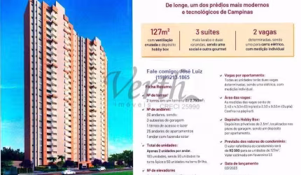 Apartamento com 3 quartos à venda na Rua Nuporanga, 98, Chácara da Barra, Campinas, 127 m2 por R$ 1.540.000