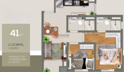 Apartamento de 41 metros na Vila Matilde, com 2 dormitórios.