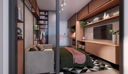 Apartamento studio no Tatuapé em um prédio imponente e arrojado.
