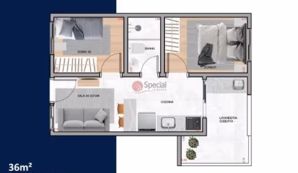 Apartamento de 36 metros Vila Carrão.