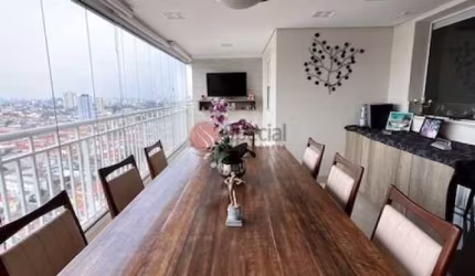 Apartamento no Anália Franco com 124 m², mobiliado,  3 quartos e 4 vagas com varanda gourmet.