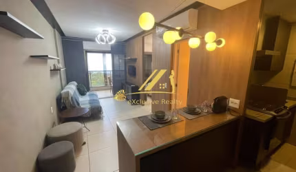 Apartamento quarto e sala 50m2, mobiliado com lavabo! Andar alto e vista mar! 1 vaga de garagem! jazz, na Graça!