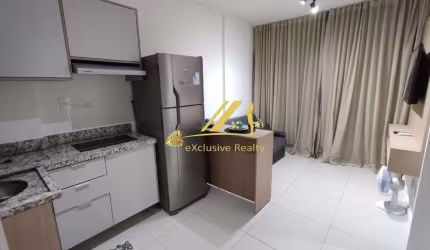Blue Barra: Apartamento quarto e sala sem varanda, finamente decorado e mobiliado. Andar alto. Vaga rotativa. 250m da Praia!Rooftop incrível vista mar
