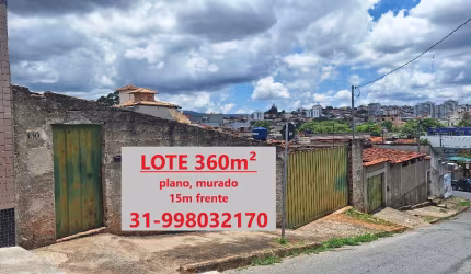 Lote/Terreno 360m2, plano, murado, Milionários (Barreiro) - Belo Horizonte - MG