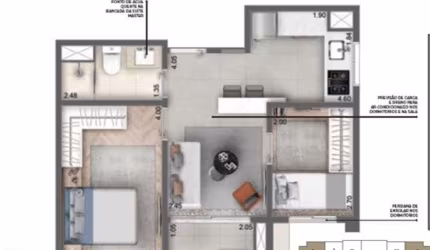 Apartamento para venda possui 43 metros quadrados com 2 quartos em Campo Belo - São Paulo - SP