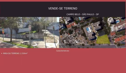 TERRENO à venda, Campo Belo - São Paulo/SP