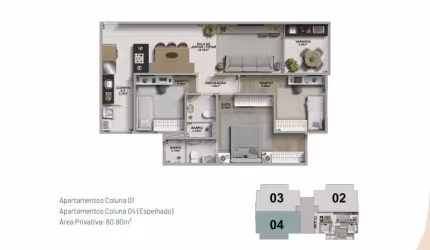 Apartamento 3 quartos - Centro
