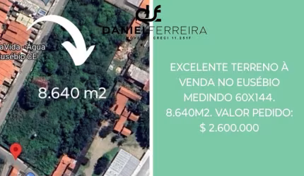 Terreno de 8.640 m² no Eusebio – Esquina com 3 Frentes!