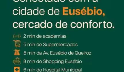 Apartamento a partir de R$ 216 mil no Eusébio/CE