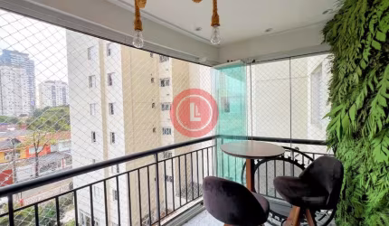 Apartamento de 116m2 com varanda gourmet para venda! Reformado, decorado e mobiliado em condomínio clube no Bairro Jardim em Santo André/SP.