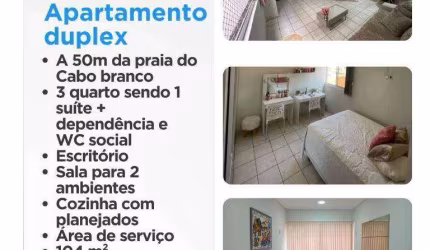 Apartamento Duplex com 3 dormitórios à venda, 104 m² por R$ 599.000,00 - Cabo Branco - João Pessoa/PB
