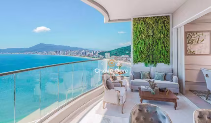 Apartamento diferenciado com 4 suítes e piscina privativa no canto da praia frente mar