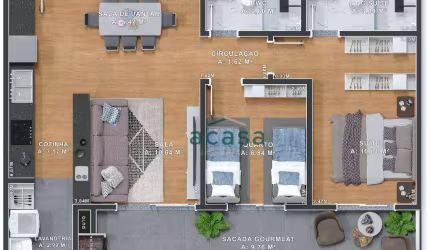 Apartamento com 1 suíte e 1 dormitório à venda por R$ 476.956 - Jardim Cassol - Cascavel/PR