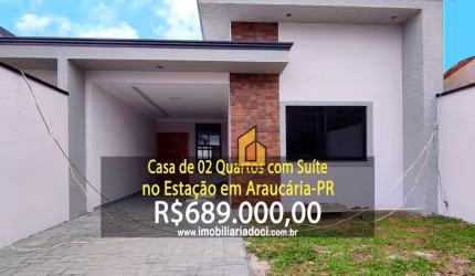 Casa de 02 Quartos com Suíte no Estação em Araucária-PR  - A venda por R$689.000,00