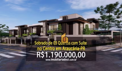 Sobrado de 03 Quartos com Suíte no Centro em Araucária-PR  - A venda por R$1.190.000,00