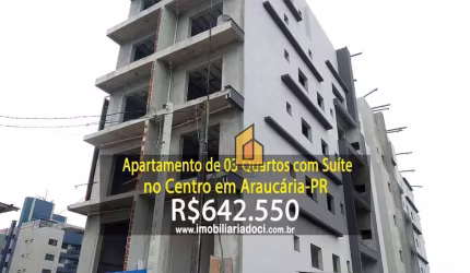 Apartamento de 03 Quartos com Suíte no Centro em Araucária-PR  - A venda por R$642.550,00   - Entrega prevista para Agosto 2025