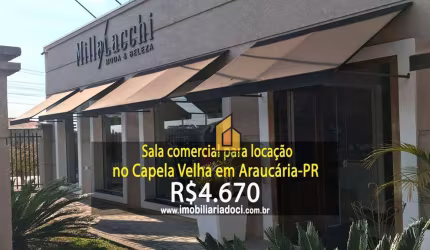 Sala comercial no Capela Velha em Araucária-PR  - Locação por R$4.670,00
